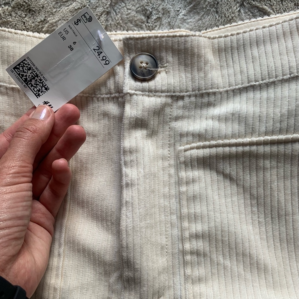 H&M corduroy white skirt NWT
